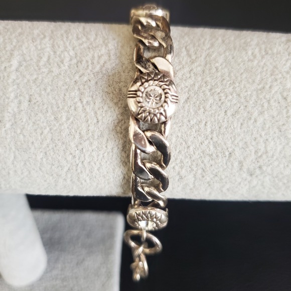 Brighton Fortino Silver Plate Bracelet Crystal Accents Toggle Closure Retired - Picture 2 of 8